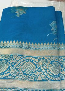 Elegant Teal cotton Silk Saree
