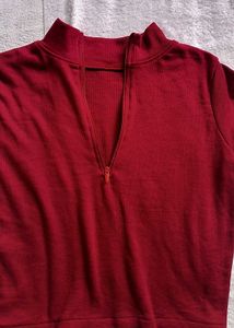 Maroon Zip-Up Cropped Top ❤️