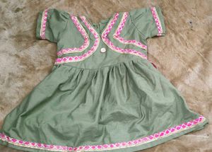 Cute Green & Pink Baby Dress