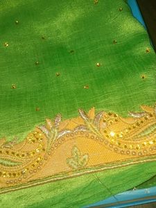 Exquisite Green Embellished Saree