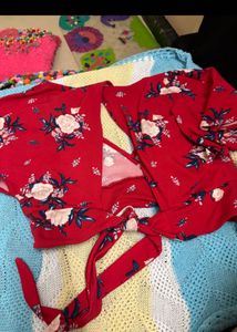 Floral Red Hnm Top