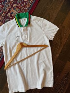White Polo Shirt with Striped Collar