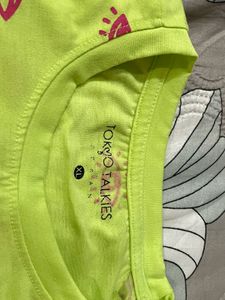 Neon Eye Print Cropped T-Shirt