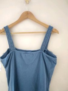 Beautiful Blue Lace Trim Tank Top