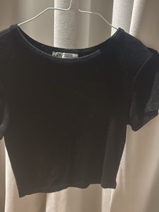 Zara Black Crop Top T-Shirt Size S