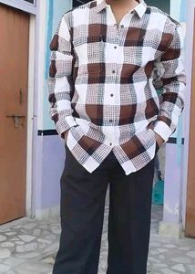 Men's Brown &amp; White Checked Shirt