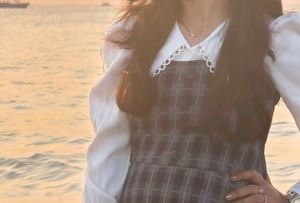 Chic Plaid Pinafore Dress with White shirt
