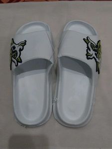 White Slides with Tiger Graphic