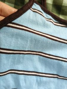 bershka Blue Striped Spaghetti Strap Top