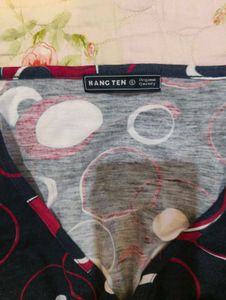 Stylish Navy &amp; Red Circle Print Wrap top