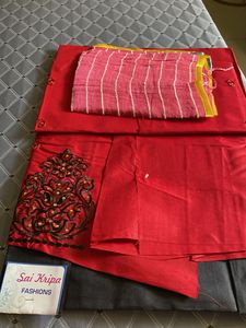 Red &amp; Black Dress Material
