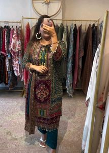 REAL MIRROR &amp; DIAMOND HANDWORK KURTI SET