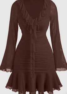 Chic Ruffled Mesh Mini Dress