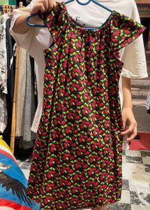 Cherry Print Off-Shoulder Dress