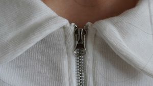 White Zip-Up Collared Crop Top