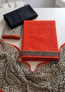 Orange Kurta Dress Material Set