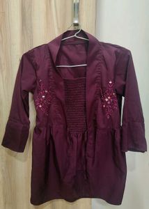 Purple top with attached jacket