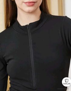 Shein Fitted High Neck Zip ClosureFull Sleeve Leot