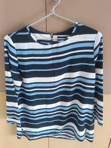 Striped & Zipped Long Sleeve High-Low Top