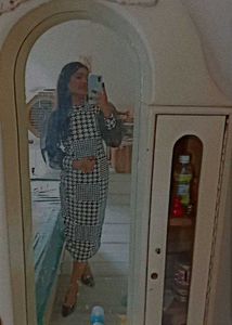 Chic Houndstooth Midi Dress