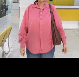 Oversized Pink Button-Up Shirt