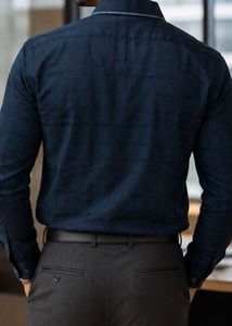 Men's Textured Navy Blue Shirt