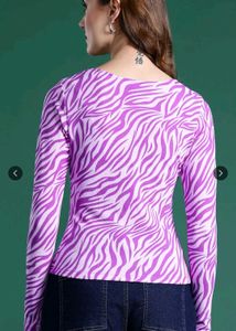 Purple Zebra Print Long Sleeve Top
