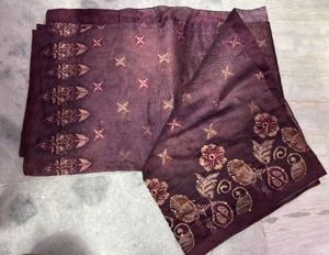 Beautiful Maroon Embroidered Saree