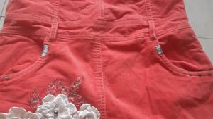 Cute Corduroy material Dress with Satin flowers