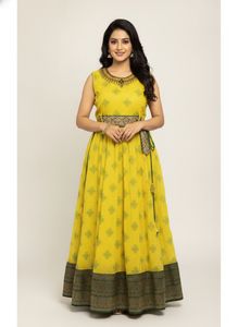 Vibrant Yellow Ethnic Gown