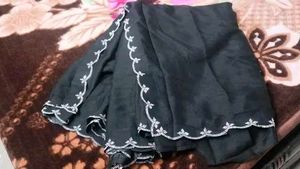 Elegant Black Embroidered Saree