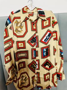 Unique Vintage Print Button-Up Shirt