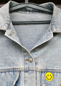 Light Wash Denim Jacket with Smiley