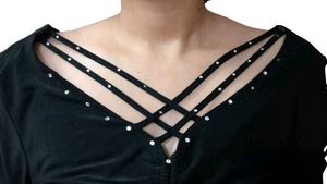 Chic Black Lattice Sleeve Top