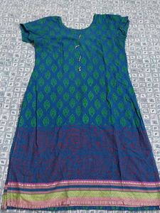 Blue &amp; Green Block Print Kurta