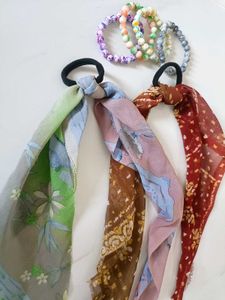 Boho Scarf Hair Ties &amp; Beaded Bracelets