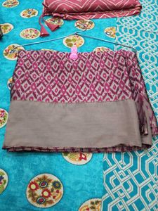 Elegant Pink &amp; Grey Saree