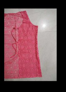 Pink Lace Tie-Front Top