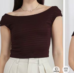 Shein Off-Shoulder Textured Crop Top