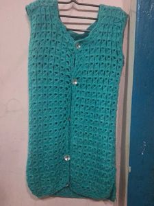 Teal Knitted Sleeveless Cardigan