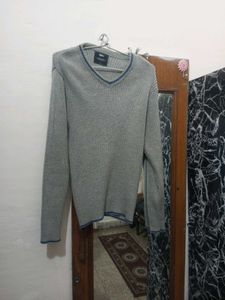 Gray V-Neck Sweater