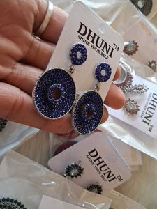 DHUNI Designer Blue Stone Earrings