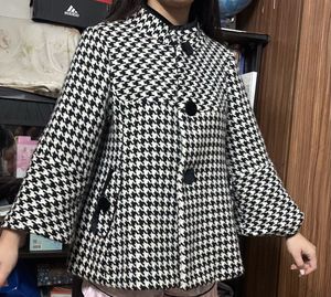 Babydoll Houndstooth Coat