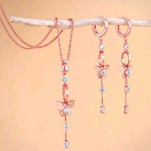Rose Gold Charming Butterfly Jewelry Set