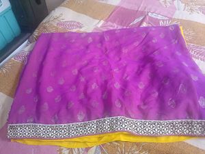 Dual-Tone Magenta &amp; Sunshine Yellow Georgette Sare