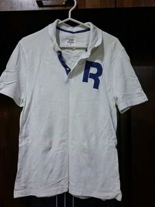 Men's White Polo T-Shirt with 'R' Logo