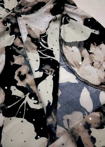 Floral Print Open Front Sequenced Blazer