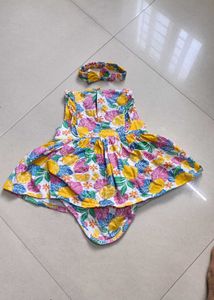 Baby Girls Fruit Dress with matching hair belt