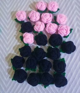 Handmade 10 pink Rose's and 15 navy blue colour Ro