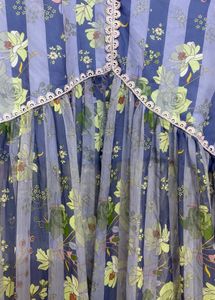 Stylish Blue Floral Striped Kurta Set